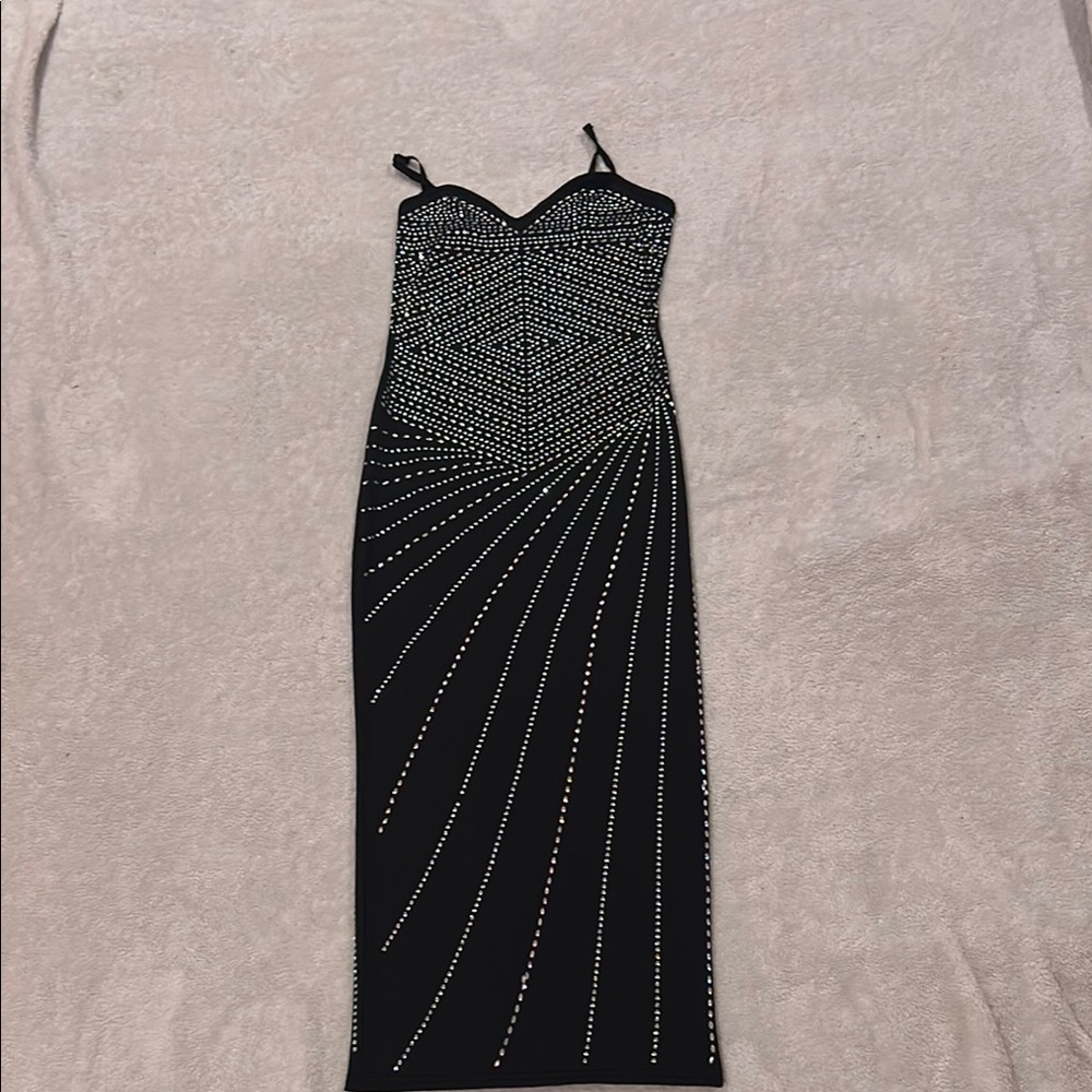 Elegant Black Embellished Dress